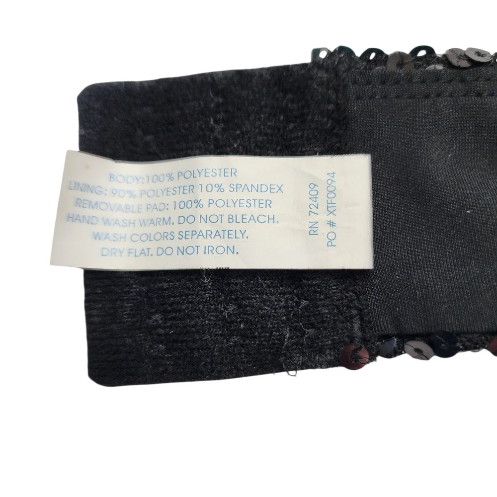 Rene Rofe Sequin bandeau bra adjustable straps removable cups size large - Picture 10 of 11